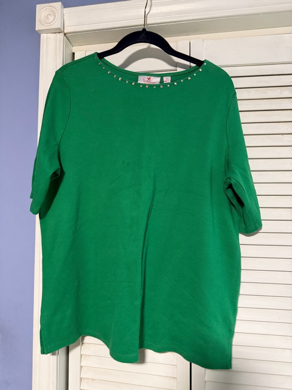 Quaker Factory Stud-Trim Green Women's Top by